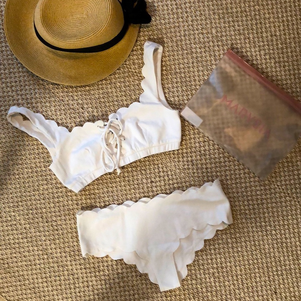 Marysia White Bikini Set Top and Bottom in Coconut size Medium